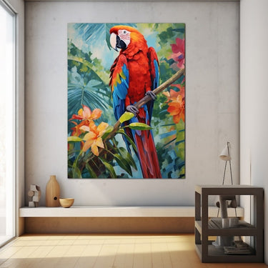 Parrot and Flowers Painting